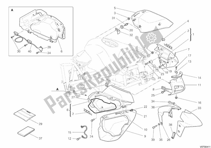 All parts for the Fairing of the Ducati Multistrada 1000 USA 2005